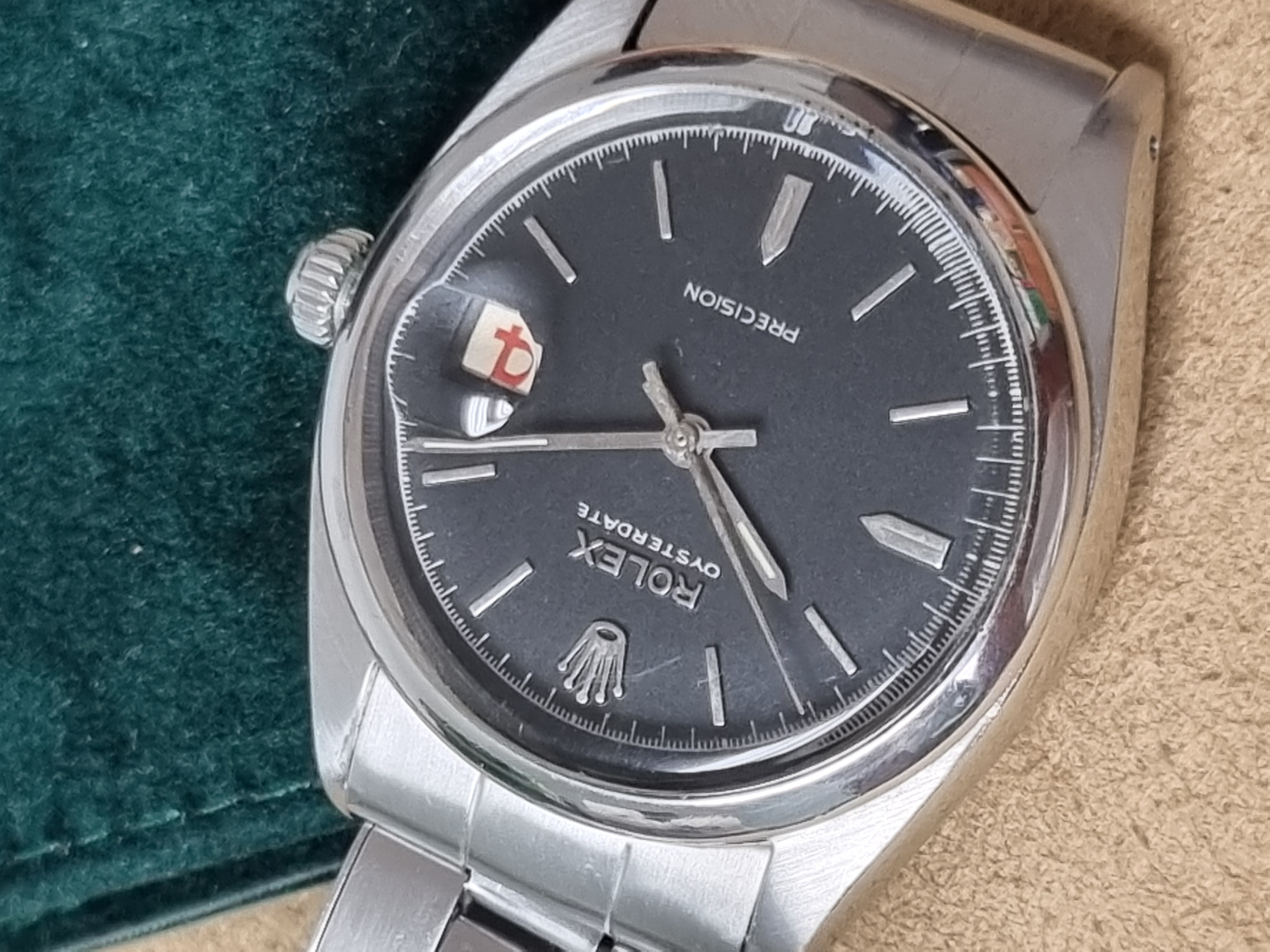 Rolex Oyster Precision Oysterdate Precision Oyster Date 6494 Rare Matt Black Dial Manual winding On Oyster Bracelet 1958 