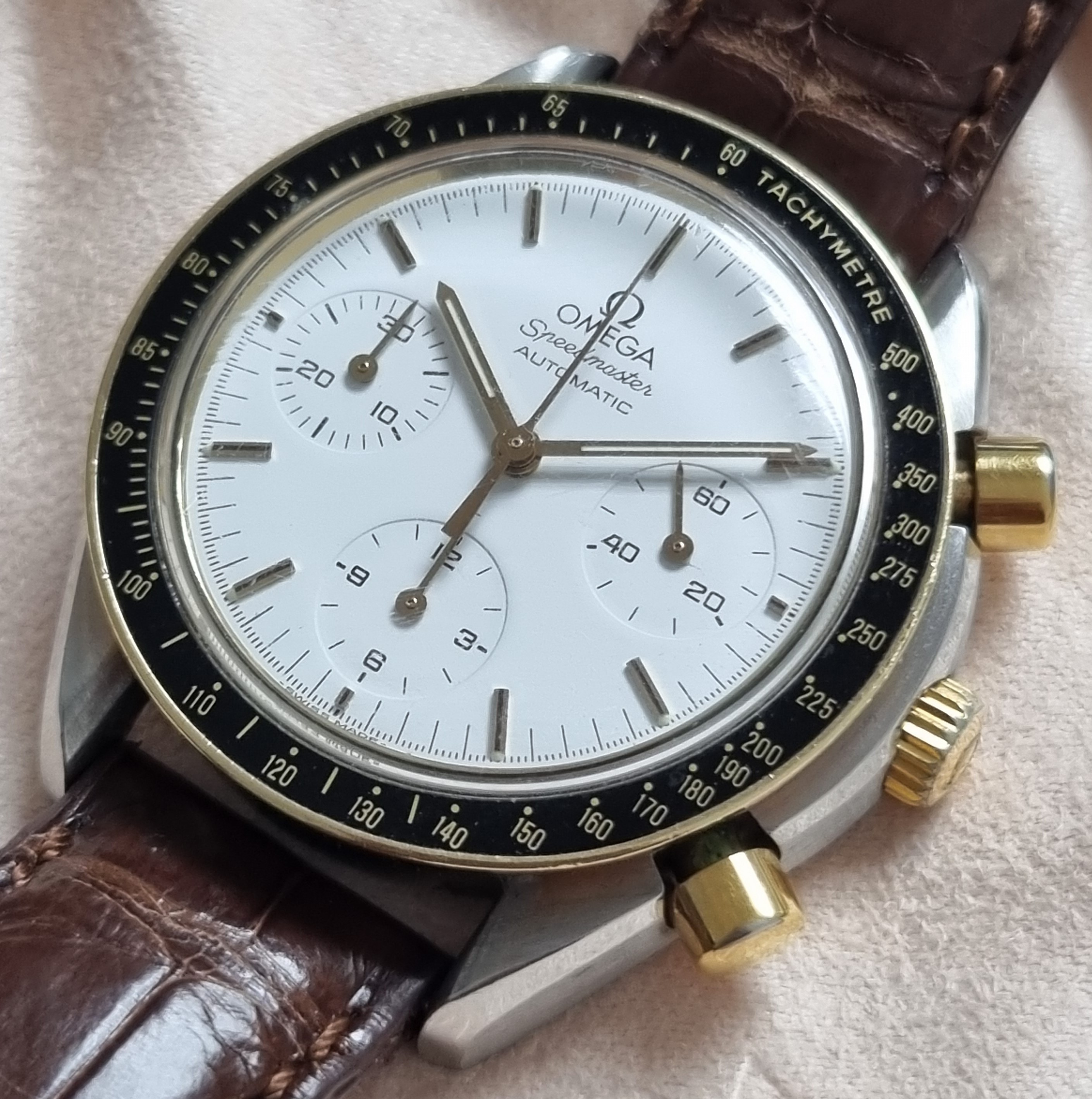 Omega Speedmaster Reduced Speedmaster Reduced 175.0032 Steel And Gold 39 Mm Automatic Chrono On Leather - Pochette