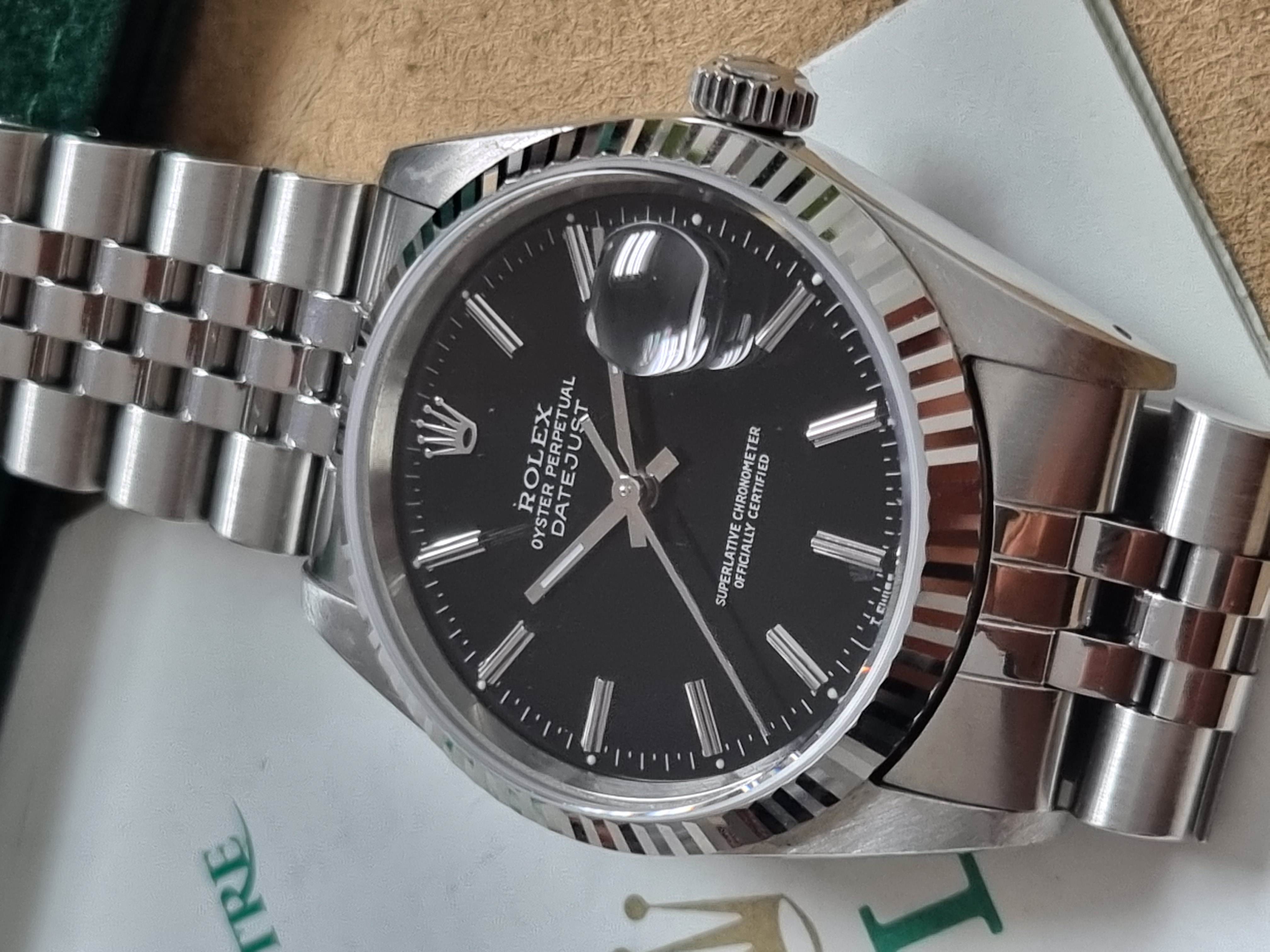 Rolex Datejust Datejust 36 Ref. 16234 Black Dial Steel And 18Kt WG Bezel Jubilee Band Paper 1988 | San Giorgio a Cremano