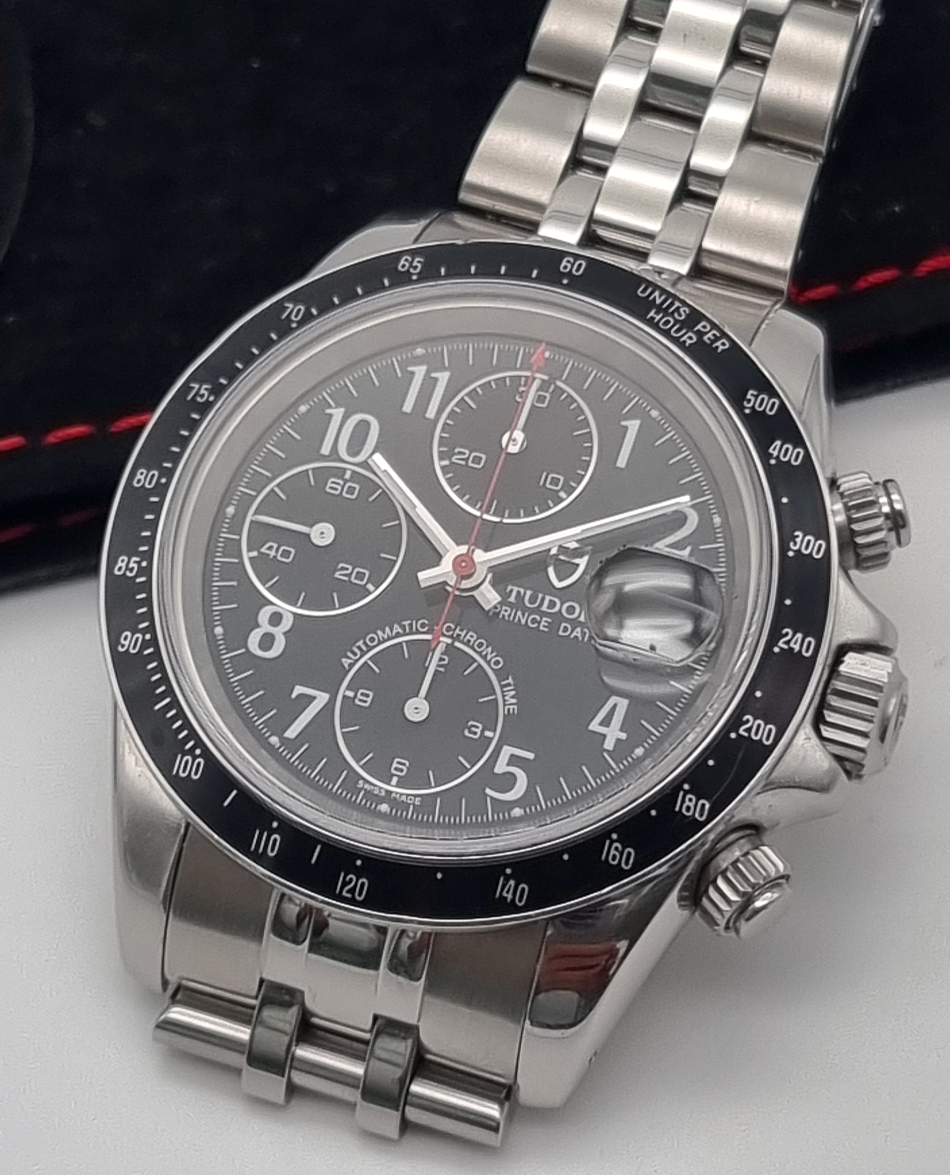 Tudor Prince Date Chronograph 79260 Steel 40 Mm Black Dial Automatic Bracelet 2002