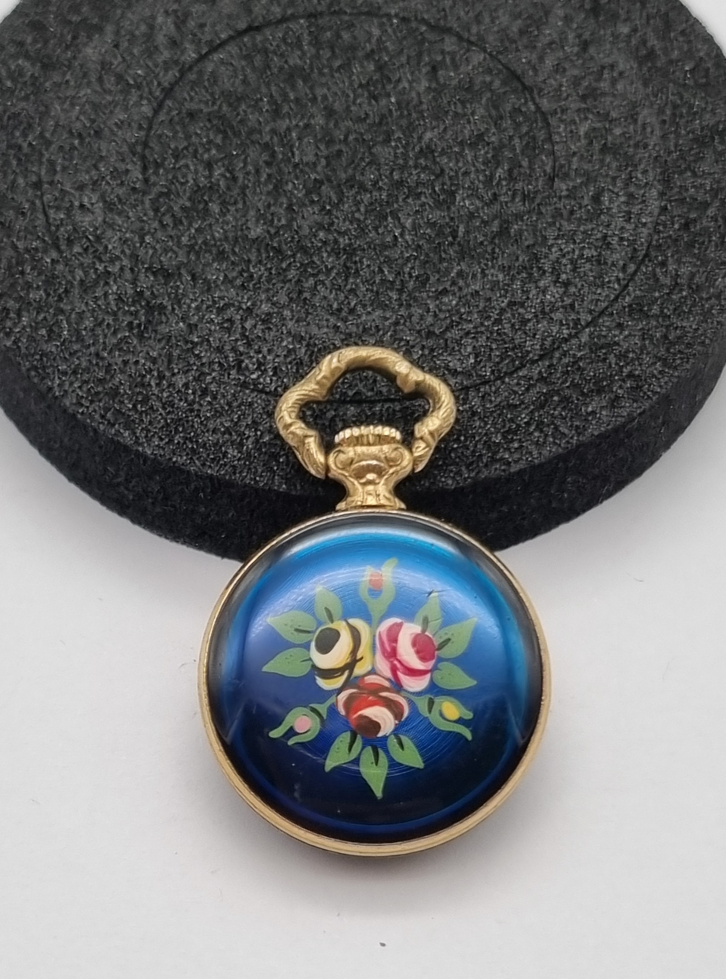 Anonimo Melpier & Droz & Co. monachina pocket watch 23 mm enamelled at back swiss 17 rubis in very good condition